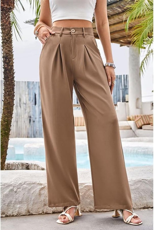 Women High Waist Casual Business Commuting Loose Wide Leg Pants